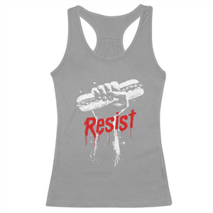 Resist with Sandwich Power Racerback Tank Top Funny Food Rebellion Political Satire TS02 Sport Gray Print Your Wear