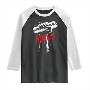 Resist with Sandwich Power Raglan Shirt Funny Food Rebellion Political Satire TS02 Black White Print Your Wear