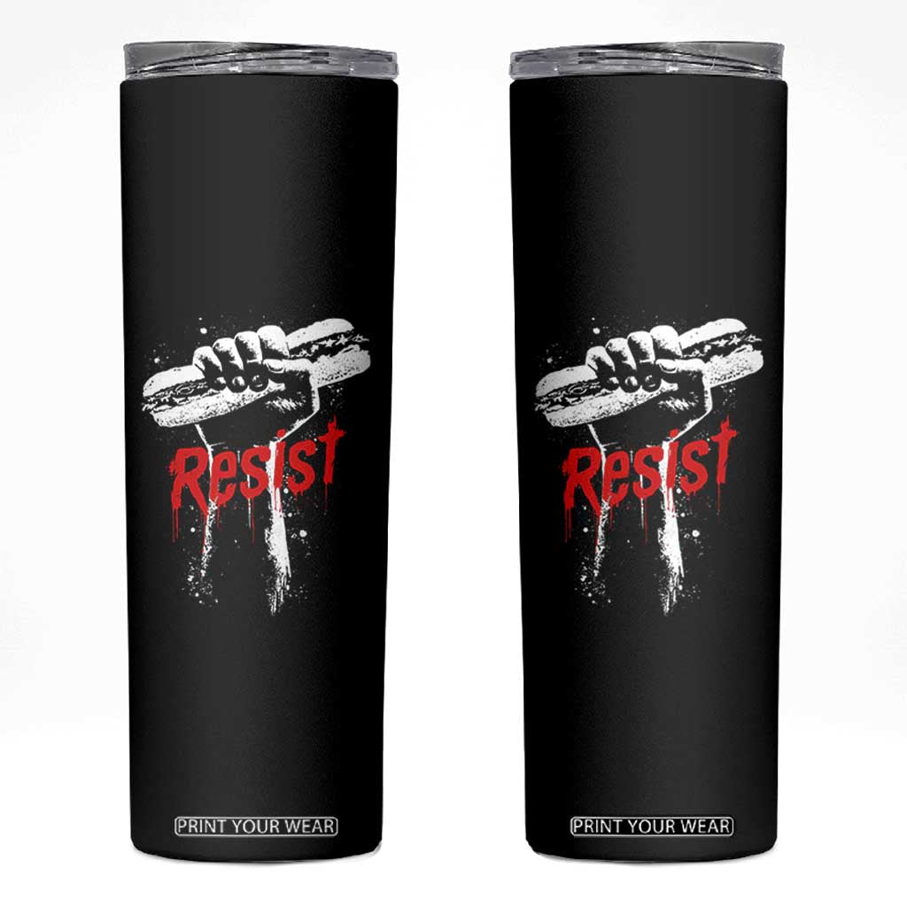 Resist with Sandwich Power Skinny Tumbler Funny Food Rebellion Political Satire TS02 Black Print Your Wear
