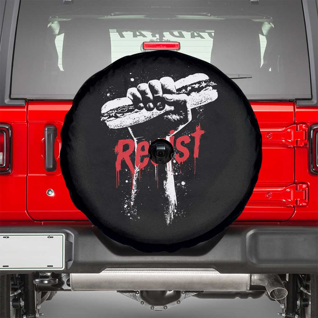 Resist with Sandwich Power Spare Tire Cover Funny Food Rebellion Political Satire TS02 Black Print Your Wear