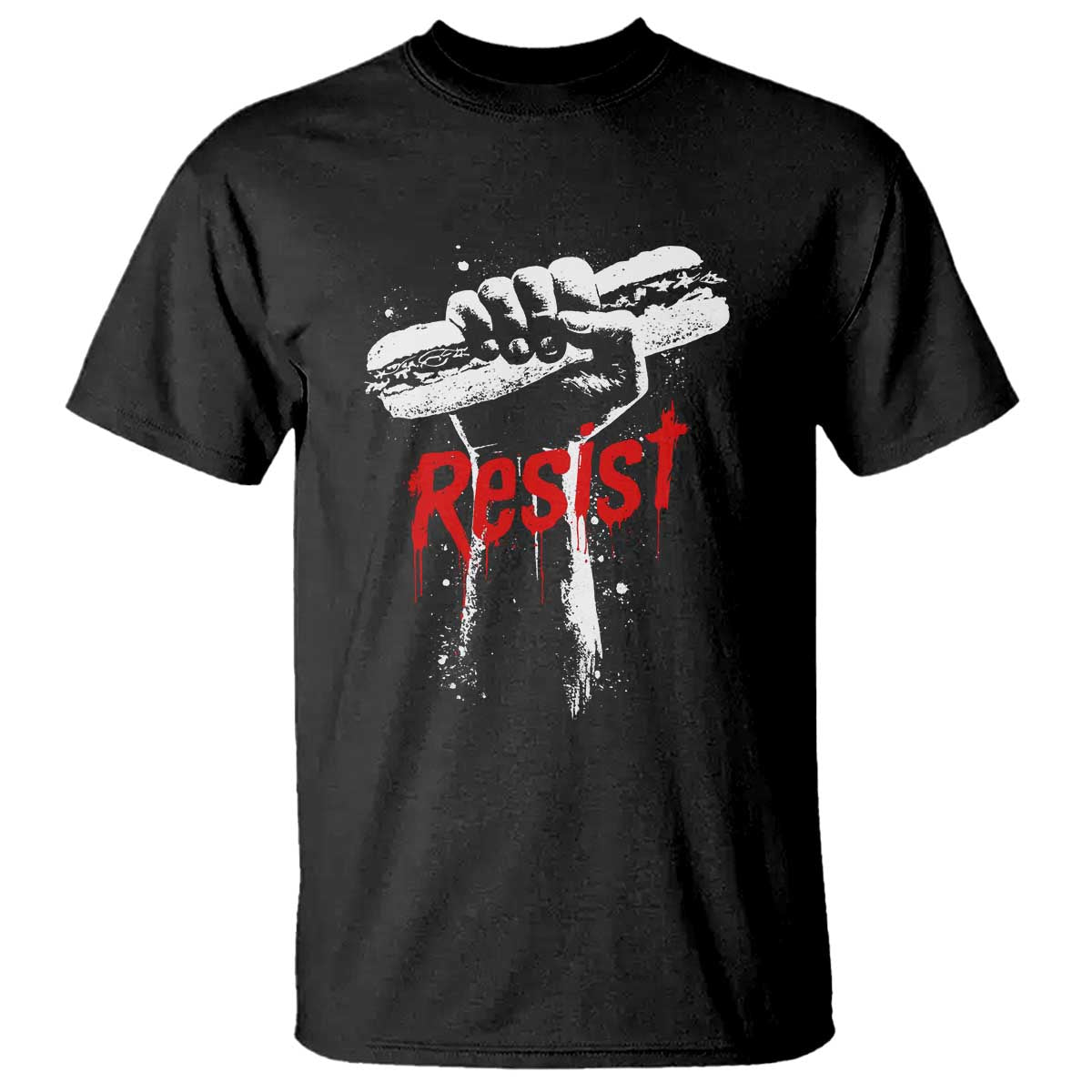 Resist with Sandwich Power T Shirt Funny Food Rebellion Political Satire TS02 Black Print Your Wear