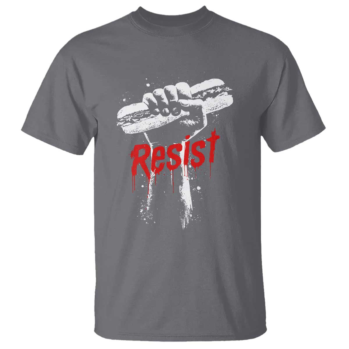 Resist with Sandwich Power T Shirt Funny Food Rebellion Political Satire TS02 Charcoal Print Your Wear
