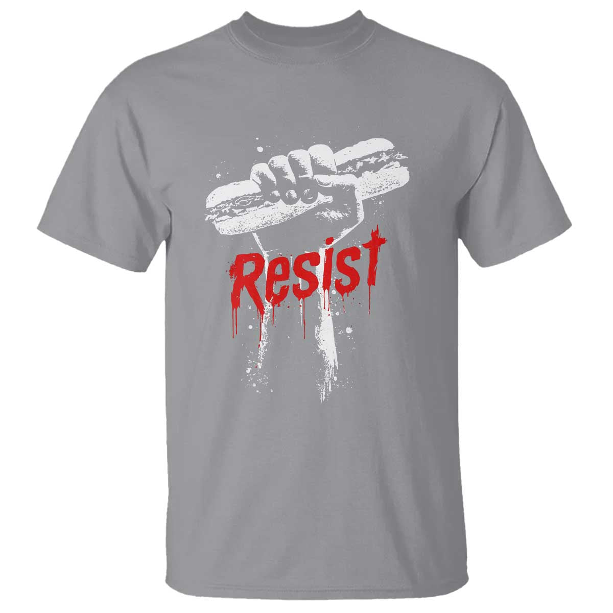 Resist with Sandwich Power T Shirt Funny Food Rebellion Political Satire TS02 Sport Gray Print Your Wear