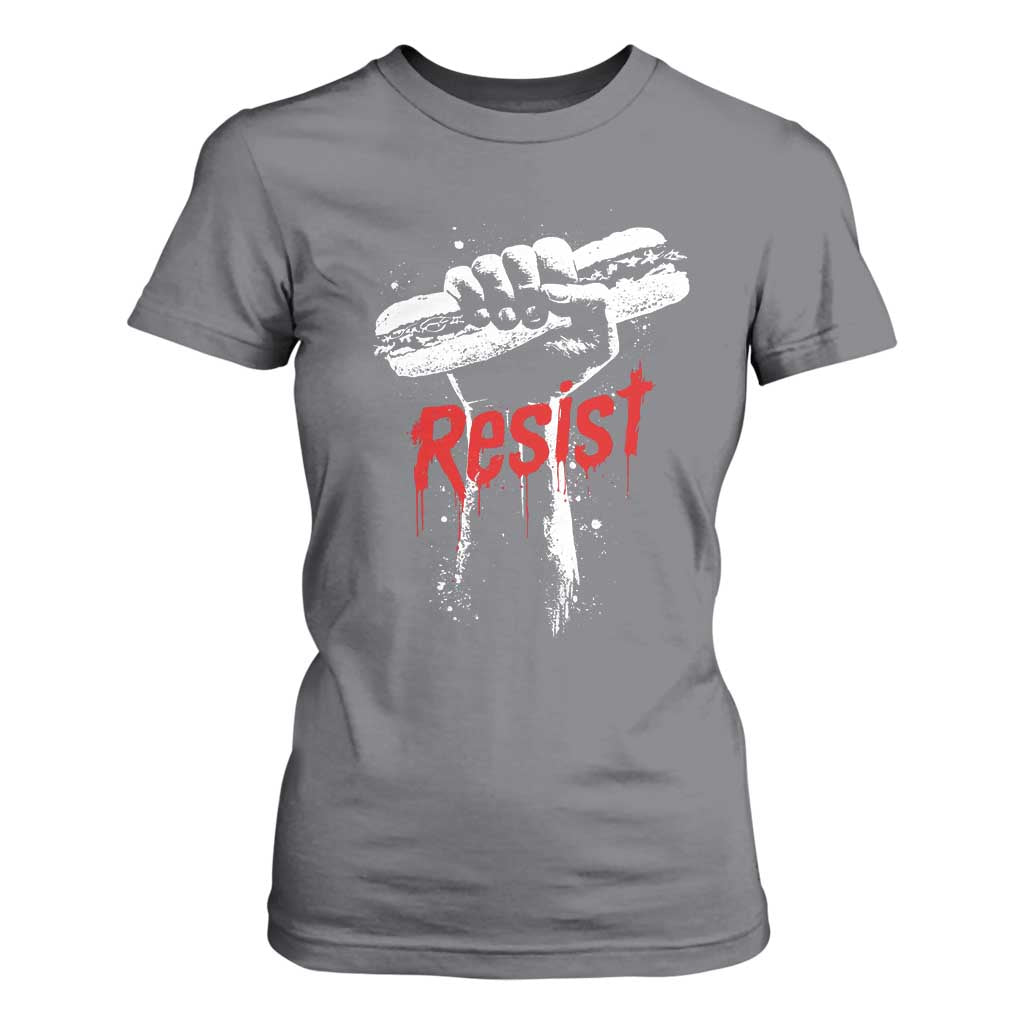Resist with Sandwich Power T Shirt For Women Funny Food Rebellion Political Satire TS02 Charcoal Print Your Wear