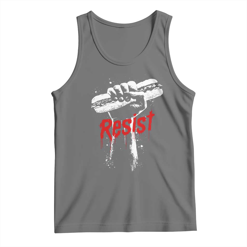 Resist with Sandwich Power Tank Top Funny Food Rebellion Political Satire TS02 Black Heather Print Your Wear