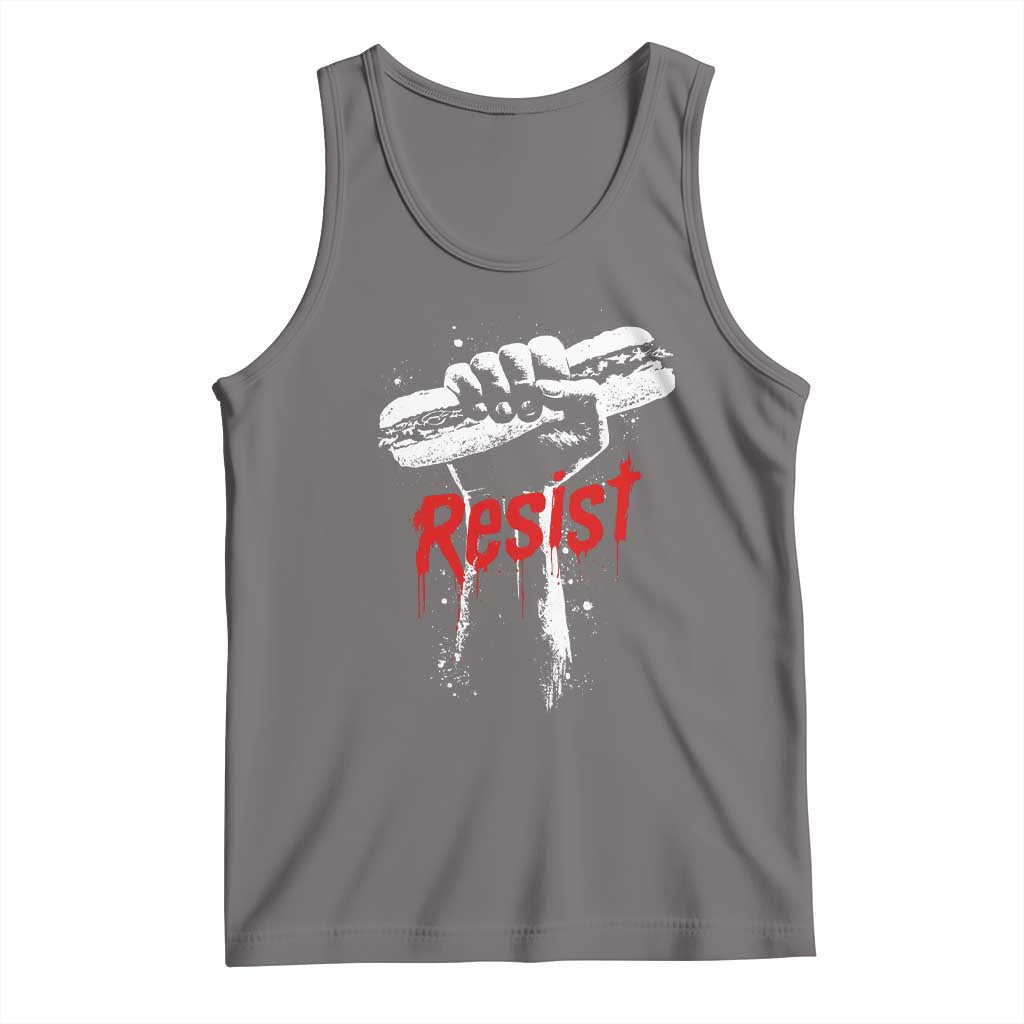 Resist with Sandwich Power Tank Top Funny Food Rebellion Political Satire TS02 Deep Heather Print Your Wear