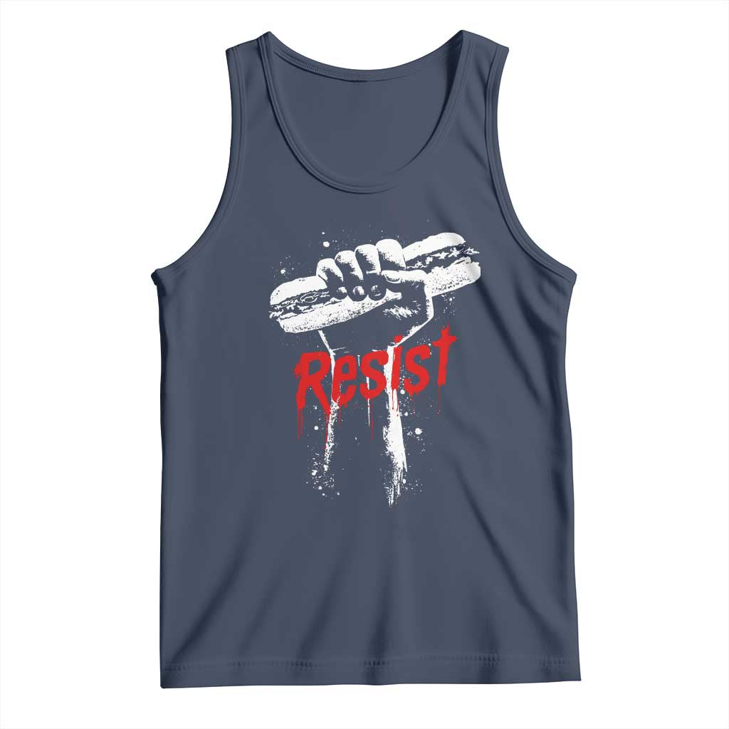 Resist with Sandwich Power Tank Top Funny Food Rebellion Political Satire TS02 Navy Print Your Wear