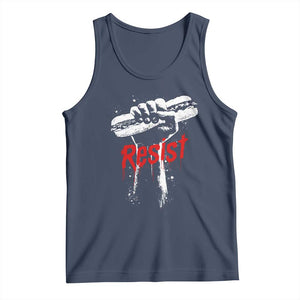 Resist with Sandwich Power Tank Top Funny Food Rebellion Political Satire TS02 Navy Print Your Wear
