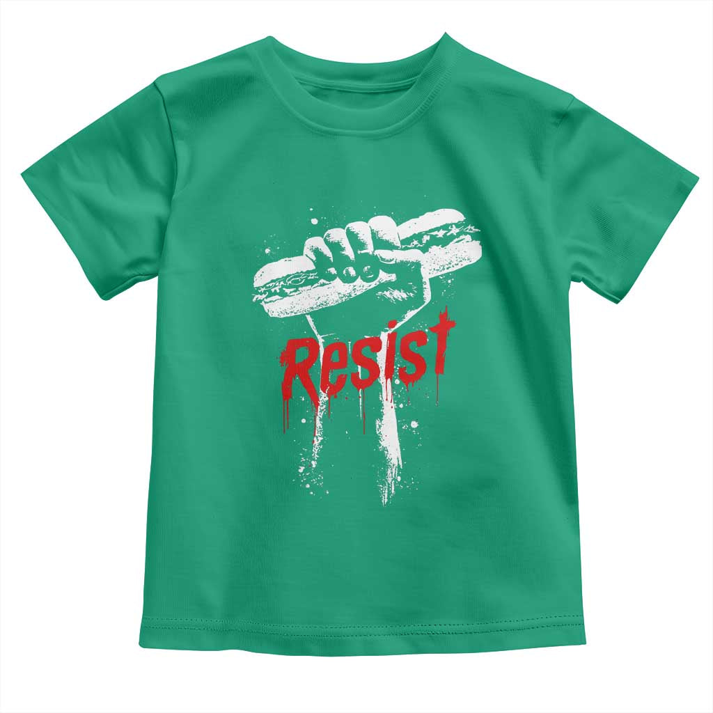 Resist with Sandwich Power Toddler T Shirt Funny Food Rebellion Political Satire TS02 Irish Green Print Your Wear