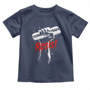 Resist with Sandwich Power Toddler T Shirt Funny Food Rebellion Political Satire TS02 Navy Print Your Wear