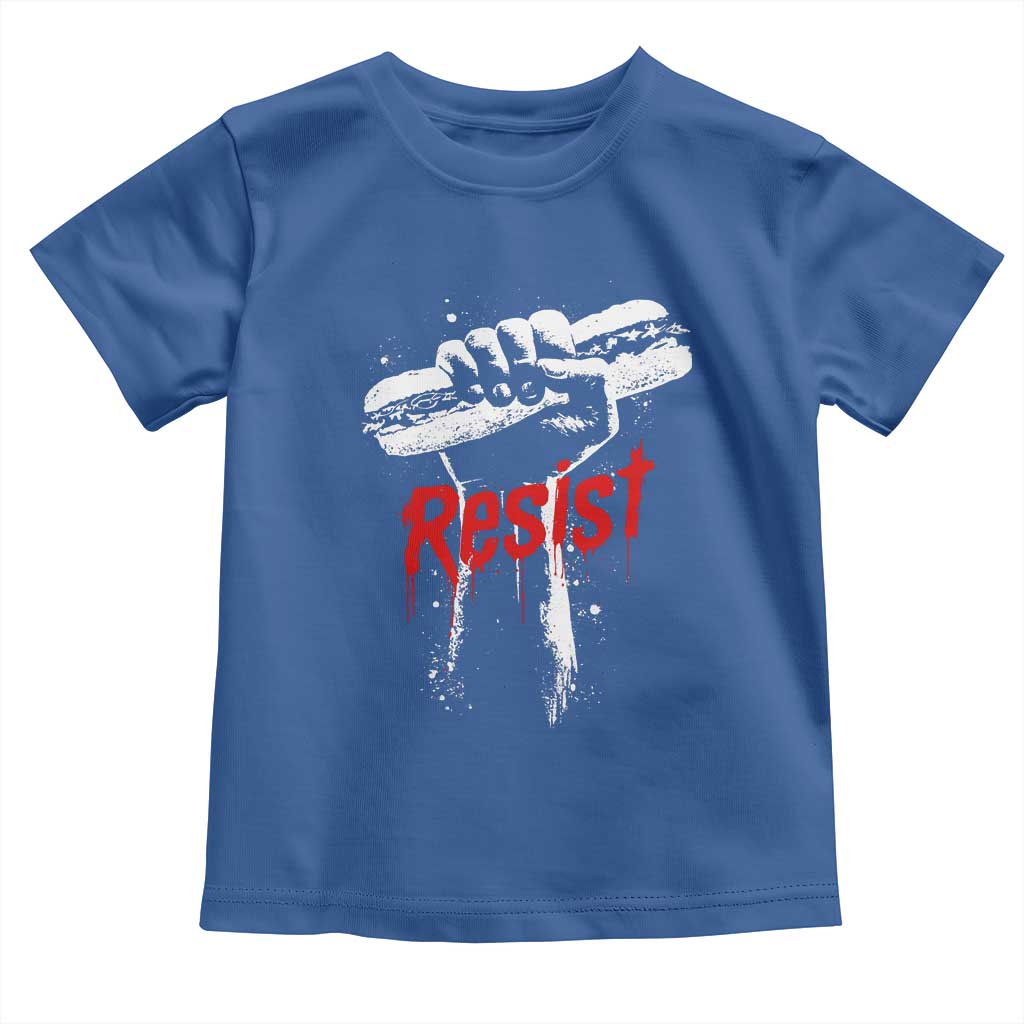 Resist with Sandwich Power Toddler T Shirt Funny Food Rebellion Political Satire TS02 Royal Blue Print Your Wear