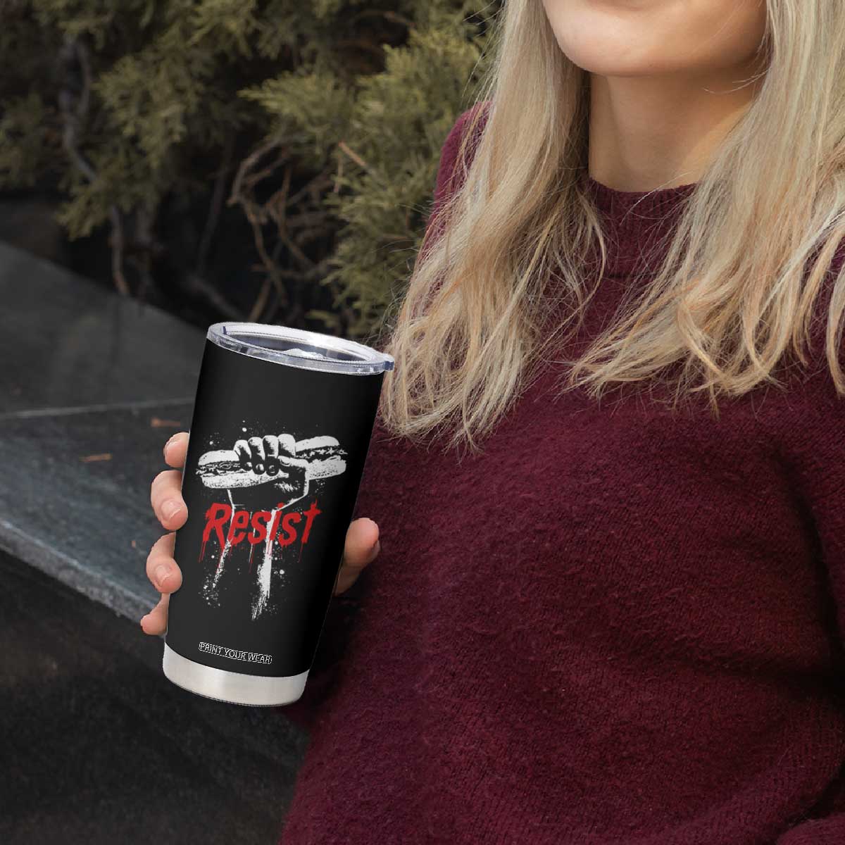 Resist with Sandwich Power Tumbler Cup Funny Food Rebellion Political Satire TS02 Print Your Wear