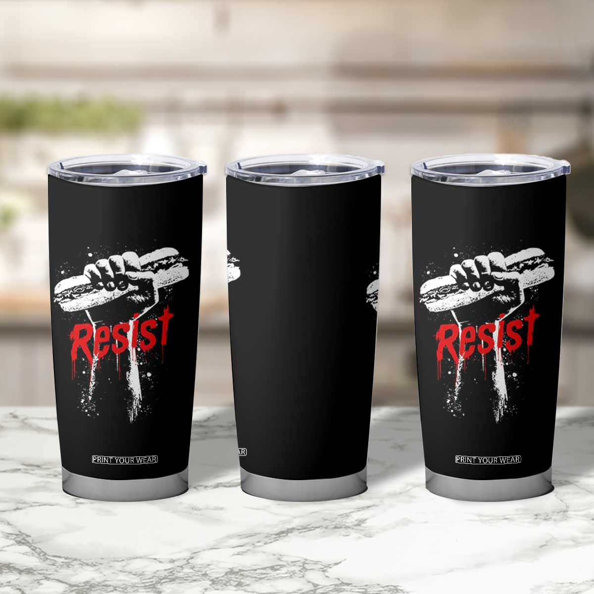 Resist with Sandwich Power Tumbler Cup Funny Food Rebellion Political Satire TS02 Print Your Wear