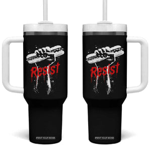 Resist with Sandwich Power Tumbler With Handle Funny Food Rebellion Political Satire TS02 One Size: 40 oz Black Print Your Wear
