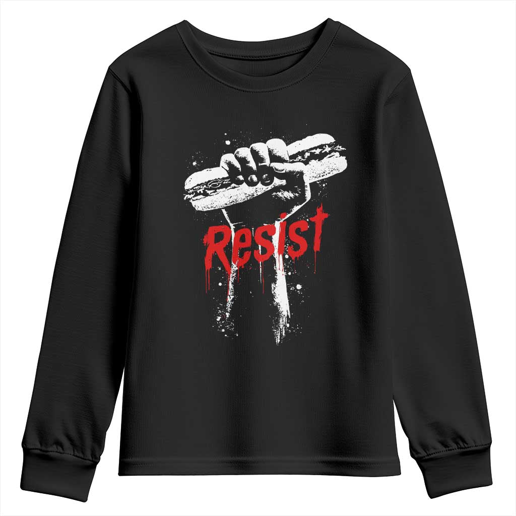 Resist with Sandwich Power Youth Sweatshirt Funny Food Rebellion Political Satire TS02 Black Print Your Wear