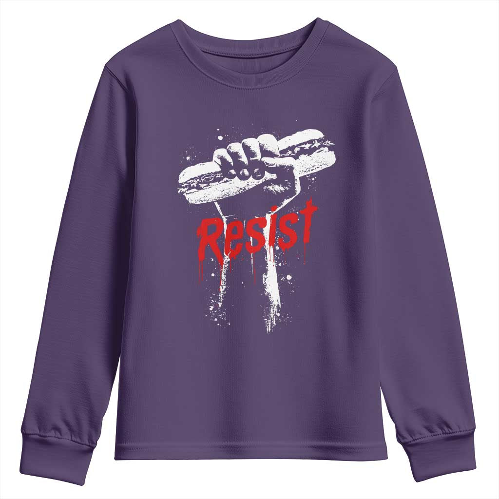 Resist with Sandwich Power Youth Sweatshirt Funny Food Rebellion Political Satire TS02 Purple Print Your Wear