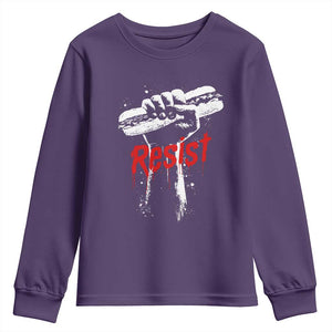 Resist with Sandwich Power Youth Sweatshirt Funny Food Rebellion Political Satire TS02 Purple Print Your Wear