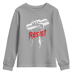 Resist with Sandwich Power Youth Sweatshirt Funny Food Rebellion Political Satire TS02 Sport Gray Print Your Wear