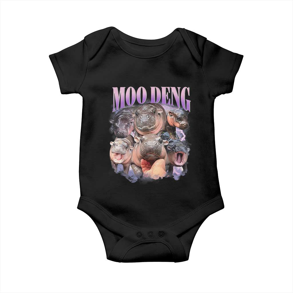 Baby Hippo Moo Deng Baby Onesie Funny Moo-deng Baby Pygmy Hippopotamus TS02 Black Print Your Wear