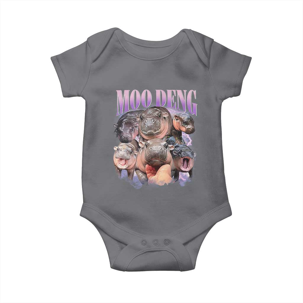 Baby Hippo Moo Deng Baby Onesie Funny Moo-deng Baby Pygmy Hippopotamus TS02 Charcoal Print Your Wear