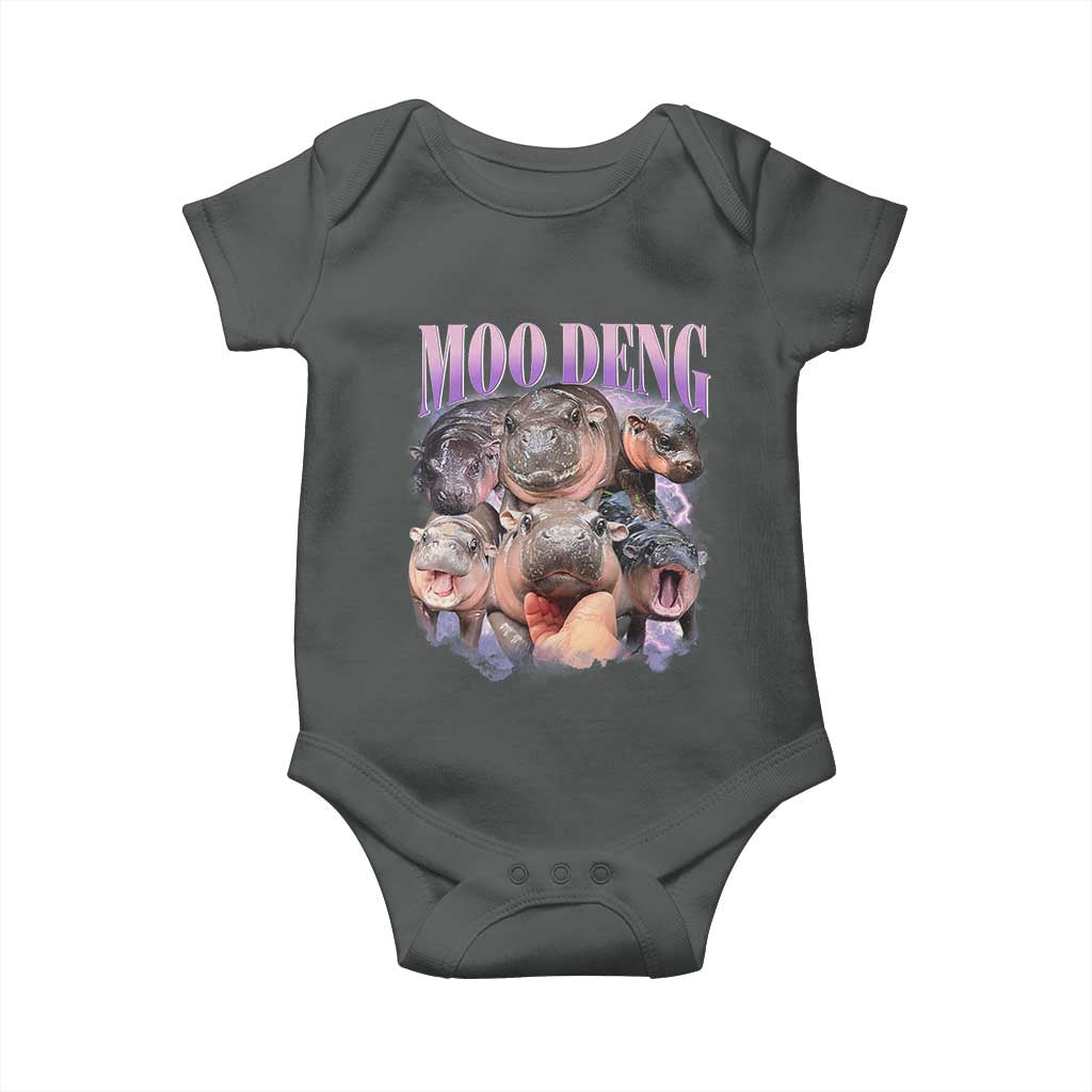 Baby Hippo Moo Deng Baby Onesie Funny Moo-deng Baby Pygmy Hippopotamus TS02 Dark Heather Print Your Wear