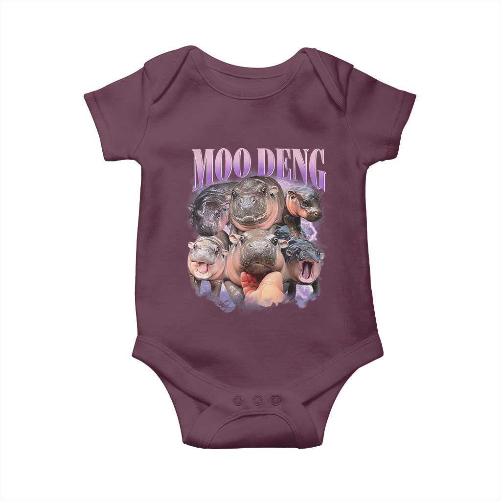 Baby Hippo Moo Deng Baby Onesie Funny Moo-deng Baby Pygmy Hippopotamus TS02 Maroon Print Your Wear