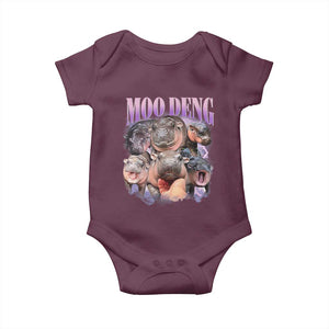 Baby Hippo Moo Deng Baby Onesie Funny Moo-deng Baby Pygmy Hippopotamus TS02 Maroon Print Your Wear