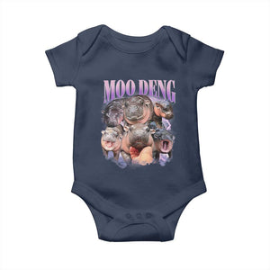 Baby Hippo Moo Deng Baby Onesie Funny Moo-deng Baby Pygmy Hippopotamus TS02 Navy Print Your Wear