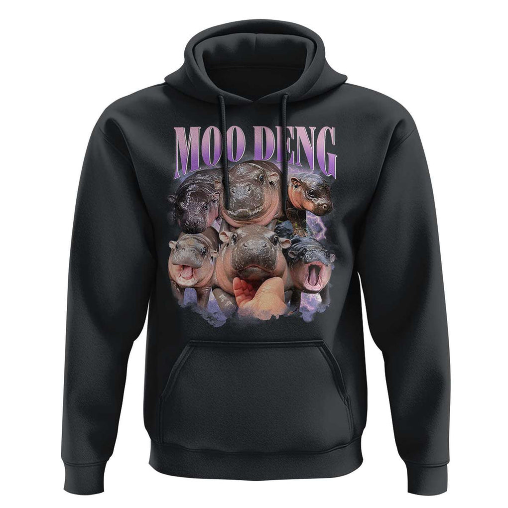 Baby Hippo Moo Deng Hoodie Funny Moo-deng Baby Pygmy Hippopotamus TS02 Black Print Your Wear