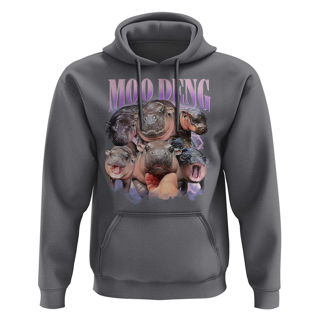 Baby Hippo Moo Deng Hoodie Funny Moo-deng Baby Pygmy Hippopotamus TS02 Charcoal Print Your Wear