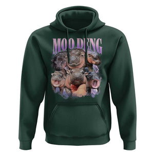 Baby Hippo Moo Deng Hoodie Funny Moo-deng Baby Pygmy Hippopotamus TS02 Dark Forest Green Print Your Wear