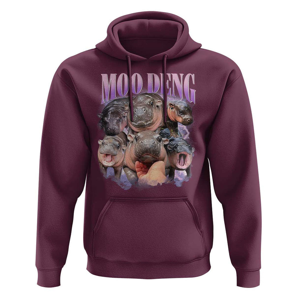 Baby Hippo Moo Deng Hoodie Funny Moo-deng Baby Pygmy Hippopotamus TS02 Maroon Print Your Wear