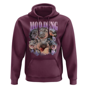 Baby Hippo Moo Deng Hoodie Funny Moo-deng Baby Pygmy Hippopotamus TS02 Maroon Print Your Wear