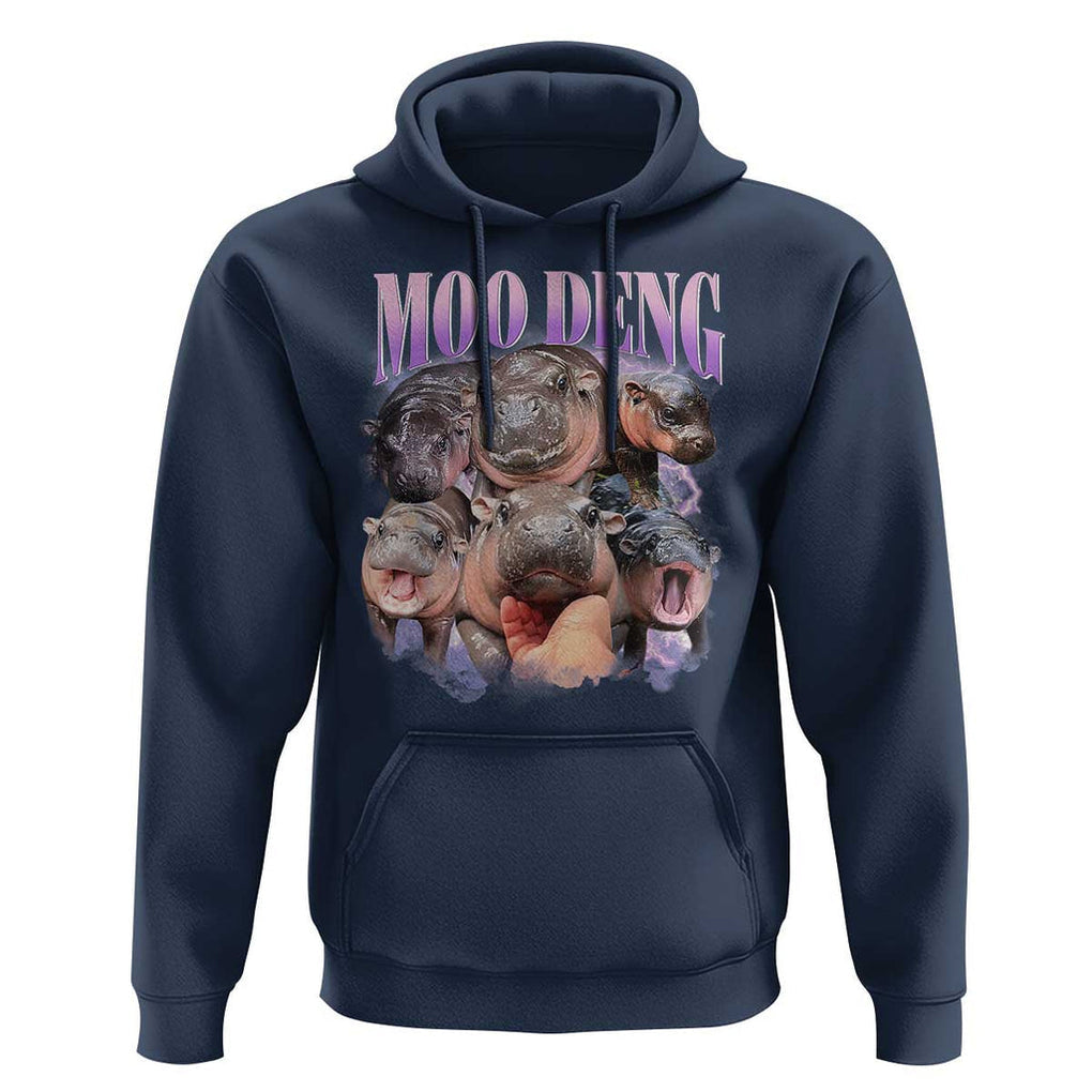 Baby Hippo Moo Deng Hoodie Funny Moo-deng Baby Pygmy Hippopotamus TS02 Navy Print Your Wear