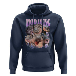 Baby Hippo Moo Deng Hoodie Funny Moo-deng Baby Pygmy Hippopotamus TS02 Navy Print Your Wear