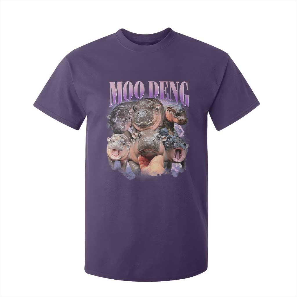 Baby Hippo Moo Deng T Shirt For Kid Funny Moo-deng Baby Pygmy Hippopotamus TS02 Purple Print Your Wear