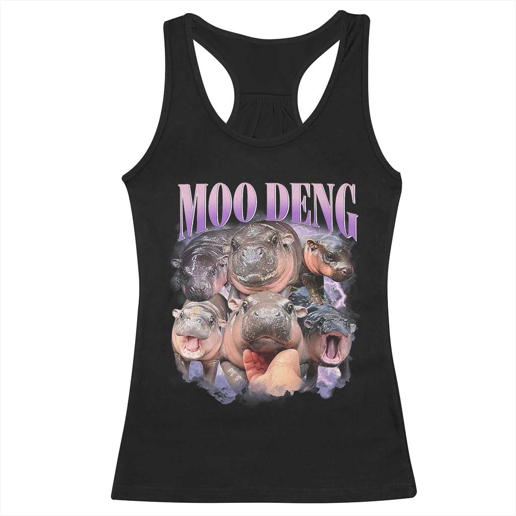 Baby Hippo Moo Deng Racerback Tank Top Funny Moo-deng Baby Pygmy Hippopotamus TS02 Black Print Your Wear