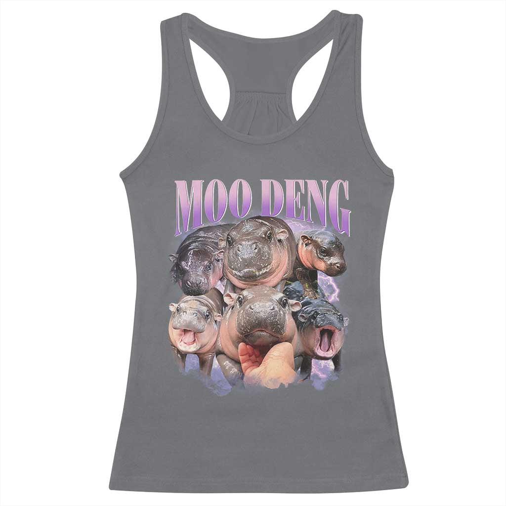 Baby Hippo Moo Deng Racerback Tank Top Funny Moo-deng Baby Pygmy Hippopotamus TS02 Charcoal Print Your Wear