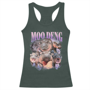 Baby Hippo Moo Deng Racerback Tank Top Funny Moo-deng Baby Pygmy Hippopotamus TS02 Dark Forest Green Print Your Wear