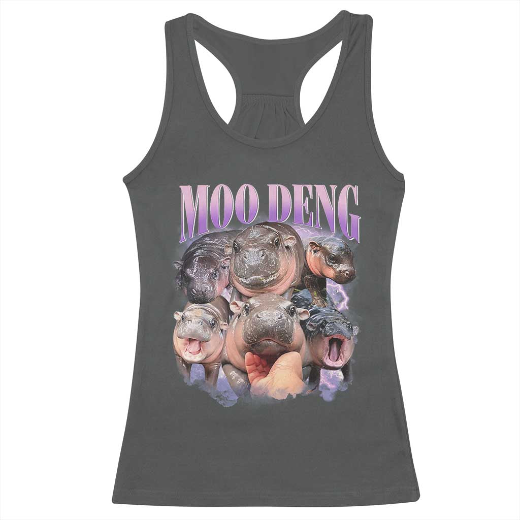 Baby Hippo Moo Deng Racerback Tank Top Funny Moo-deng Baby Pygmy Hippopotamus TS02 Dark Heather Print Your Wear