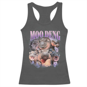 Baby Hippo Moo Deng Racerback Tank Top Funny Moo-deng Baby Pygmy Hippopotamus TS02 Dark Heather Print Your Wear