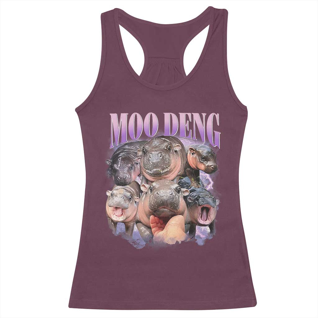 Baby Hippo Moo Deng Racerback Tank Top Funny Moo-deng Baby Pygmy Hippopotamus TS02 Maroon Print Your Wear