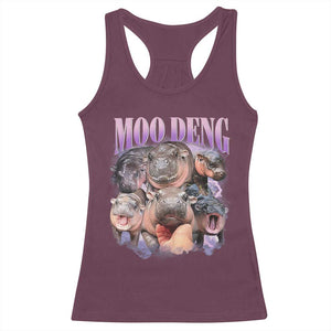 Baby Hippo Moo Deng Racerback Tank Top Funny Moo-deng Baby Pygmy Hippopotamus TS02 Maroon Print Your Wear