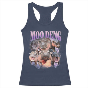 Baby Hippo Moo Deng Racerback Tank Top Funny Moo-deng Baby Pygmy Hippopotamus TS02 Navy Print Your Wear