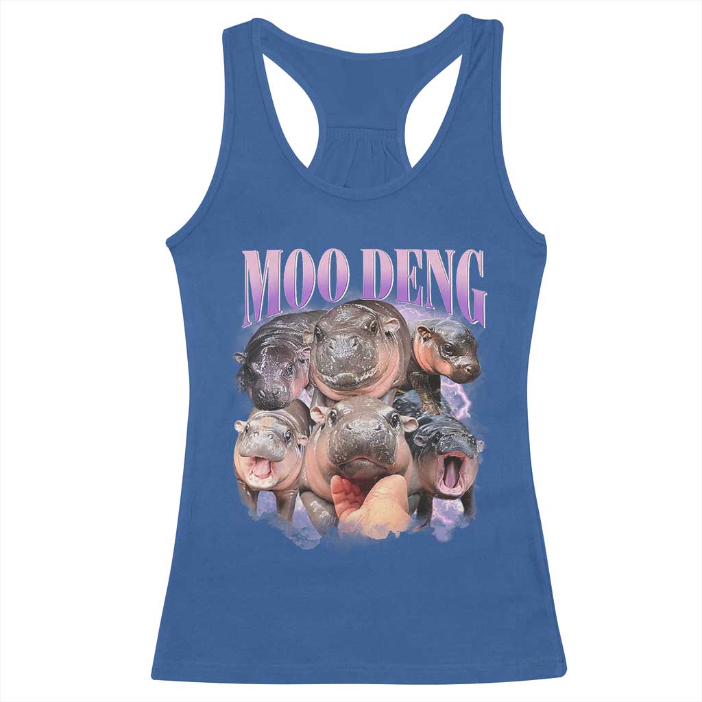 Baby Hippo Moo Deng Racerback Tank Top Funny Moo-deng Baby Pygmy Hippopotamus TS02 Royal Blue Print Your Wear