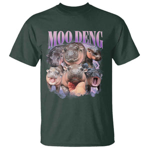 Baby Hippo Moo Deng T Shirt Funny Moo-deng Baby Pygmy Hippopotamus TS02 Dark Forest Green Print Your Wear