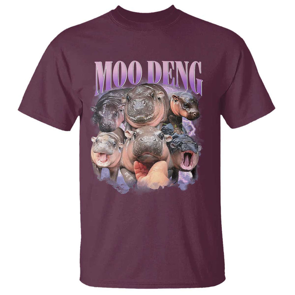 Baby Hippo Moo Deng T Shirt Funny Moo-deng Baby Pygmy Hippopotamus TS02 Maroon Print Your Wear