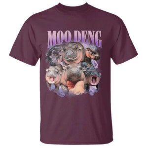 Baby Hippo Moo Deng T Shirt Funny Moo-deng Baby Pygmy Hippopotamus TS02 Maroon Print Your Wear