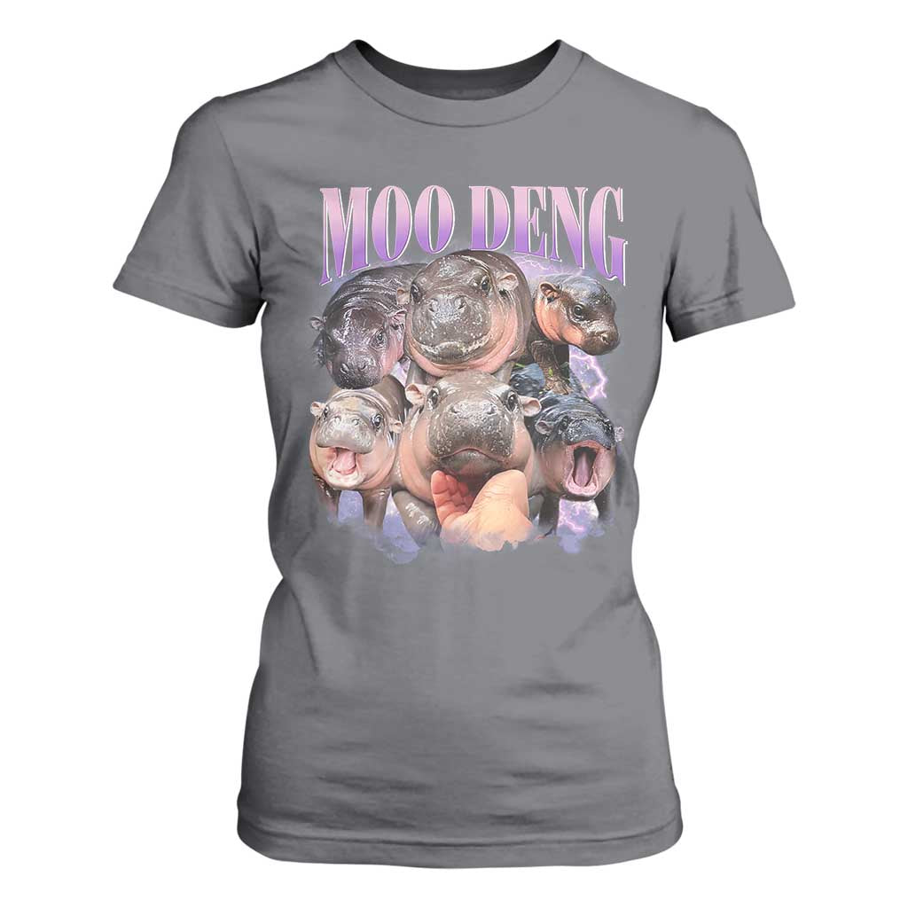 Baby Hippo Moo Deng T Shirt For Women Funny Moo-deng Baby Pygmy Hippopotamus TS02 Charcoal Print Your Wear