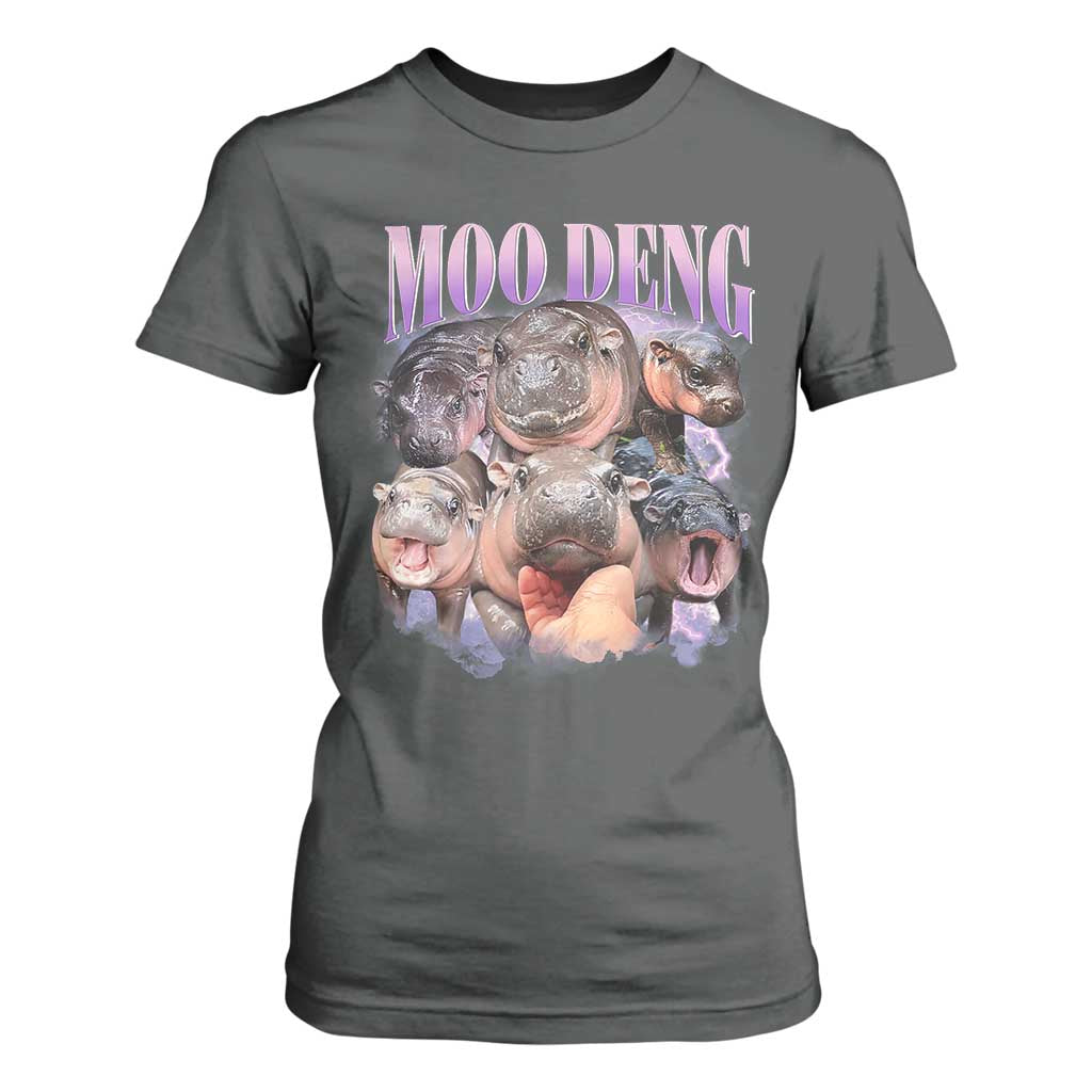 Baby Hippo Moo Deng T Shirt For Women Funny Moo-deng Baby Pygmy Hippopotamus TS02 Dark Heather Print Your Wear